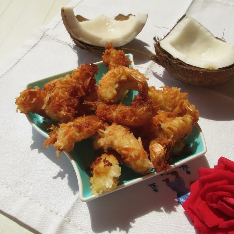 Crevettes poëlées à la noix de coco râpée