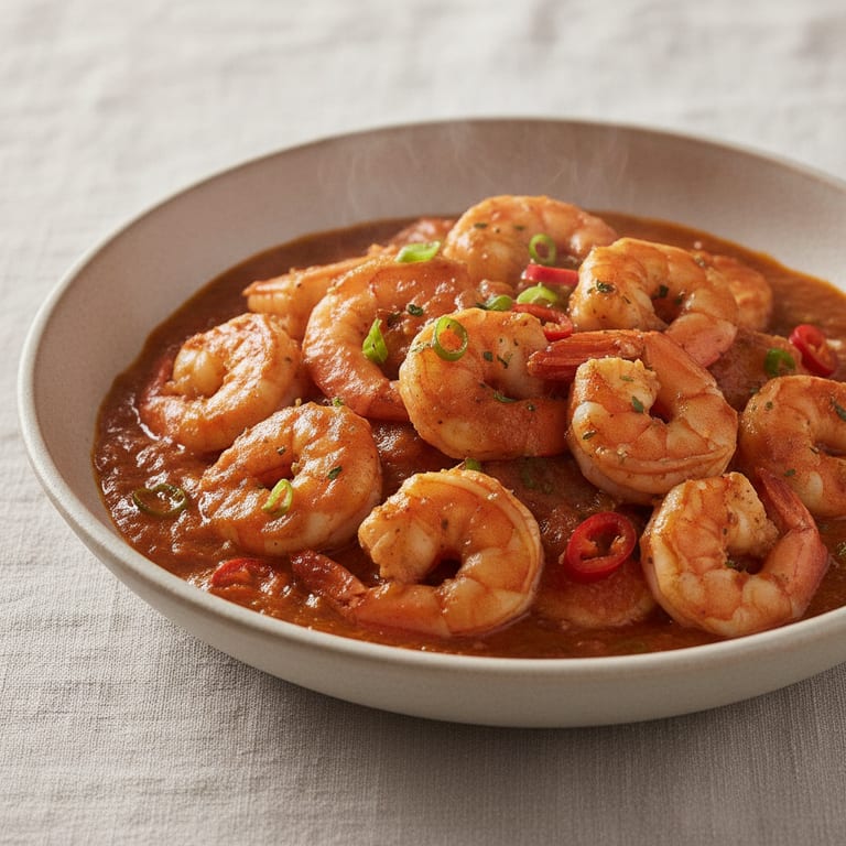 Crevettes sauce piquante