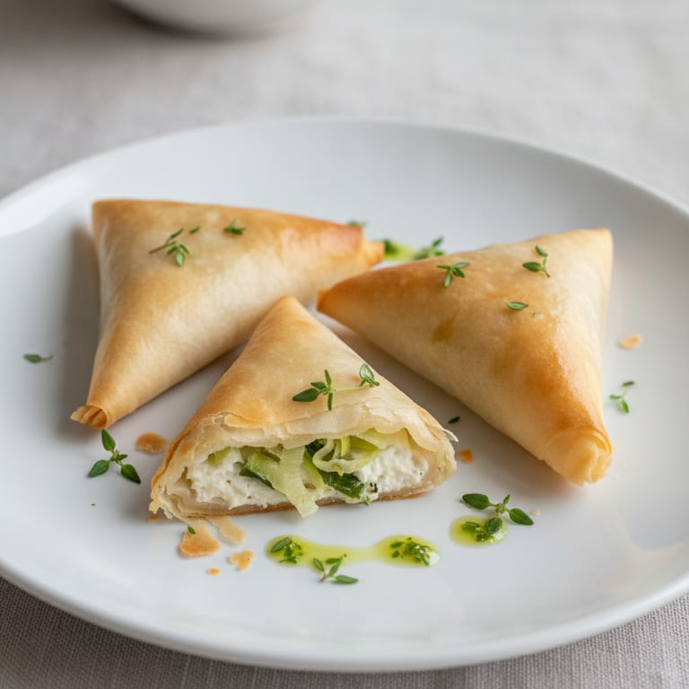 croustillant de chèvre frais et poireau en feuilles de brick