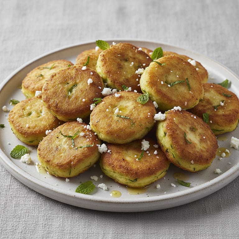 Beignets de courgette à la féta et à la menthe fraîche