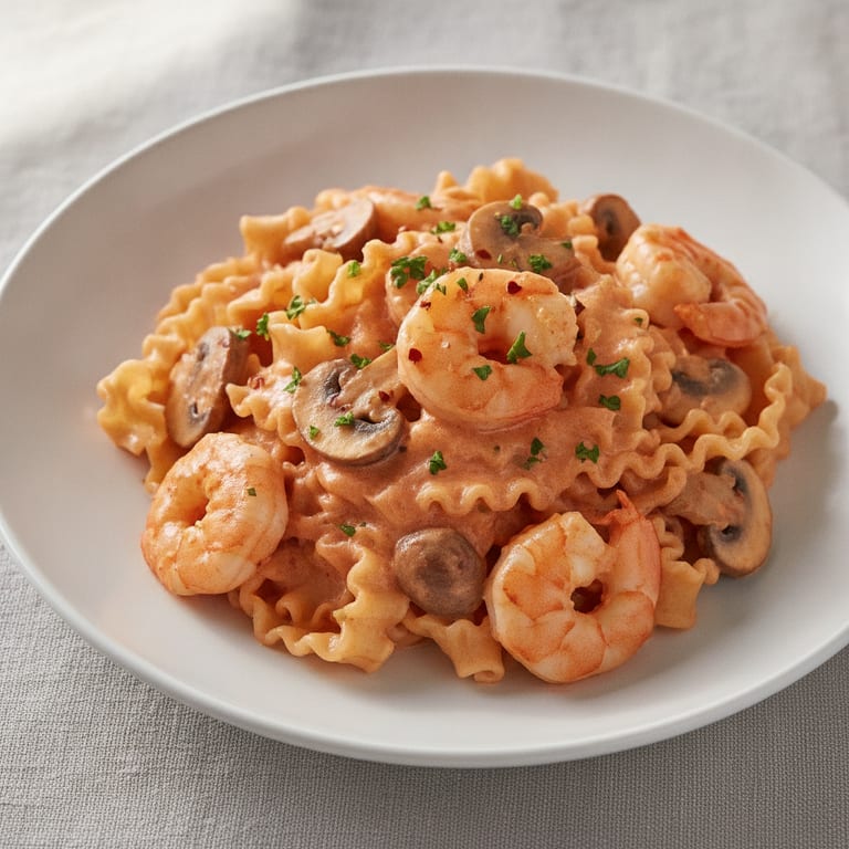 Spaghetti sauce rose, crevettes et vodka