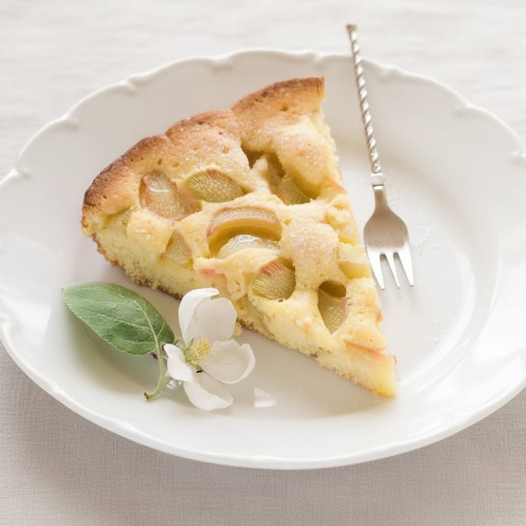 Gâteau fin à la rhubarbe