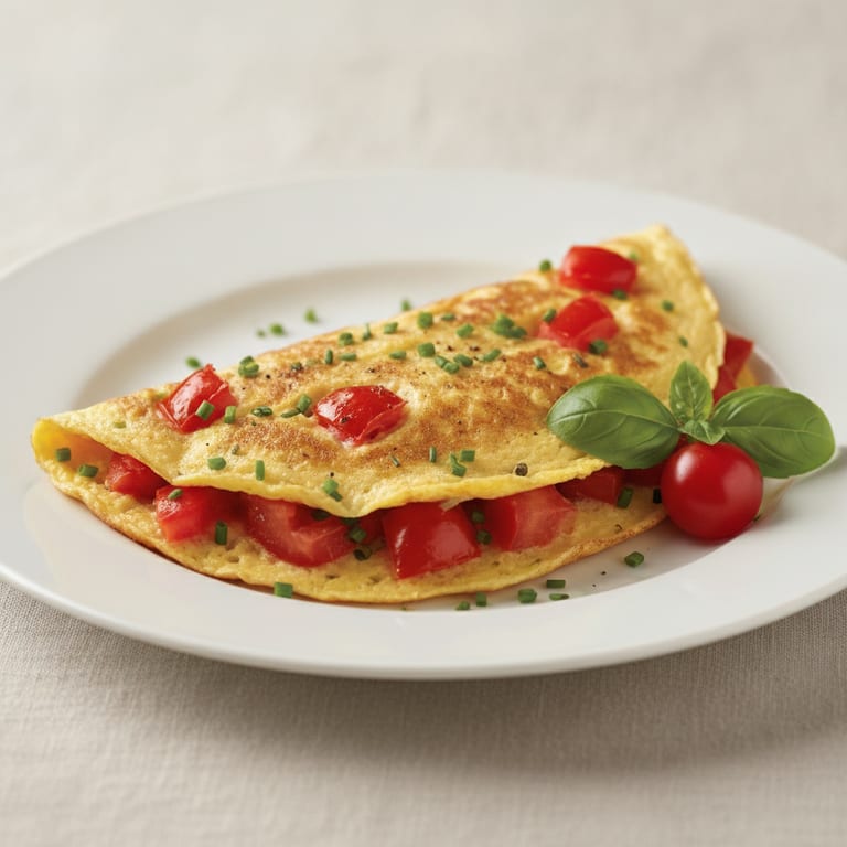 Omelette aux tomates et aux herbes fraîches