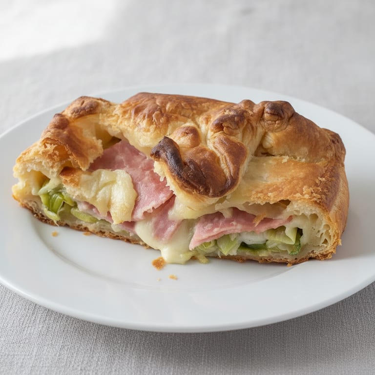 Feuilleté aux poireaux et jambon