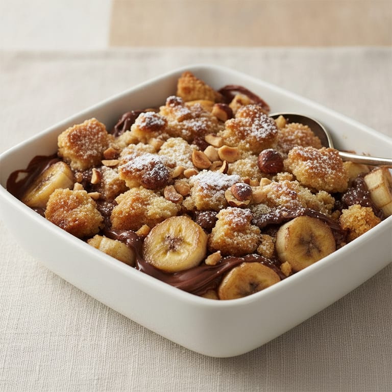 Crumble banane pâte à tartiner chocolat-noisette