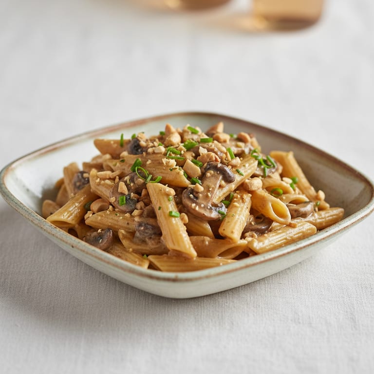 Pâtes aux champignons et noix de cajou