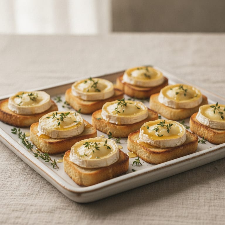 Sweet and savory goat cheese, honey, and thyme appetizers
