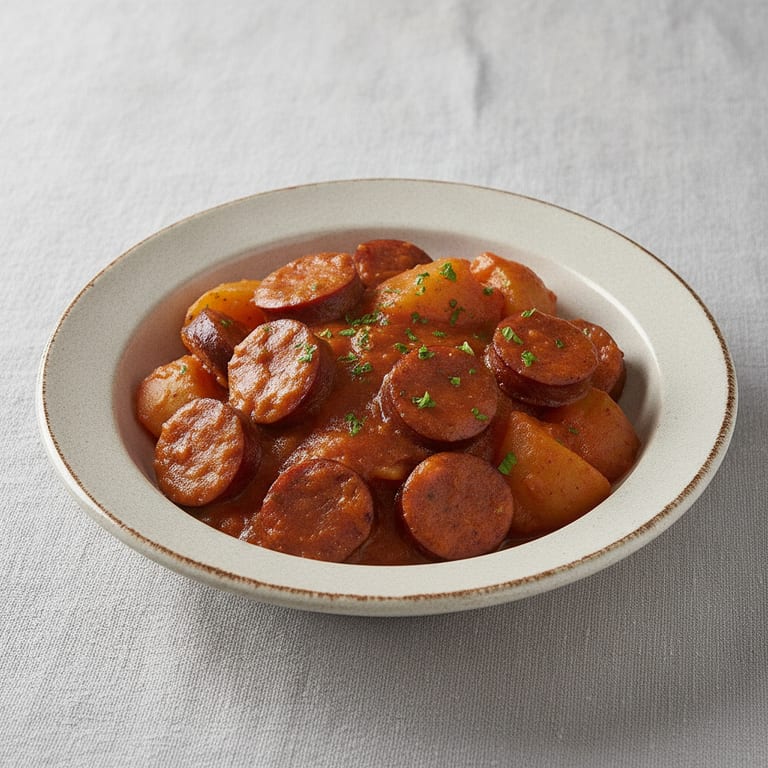 Ragoût de saucisses fumées aux pommes de terre et à la tomate