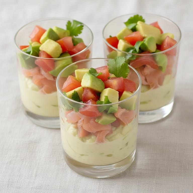 Verrines de saumon fumé et purée d'avocats