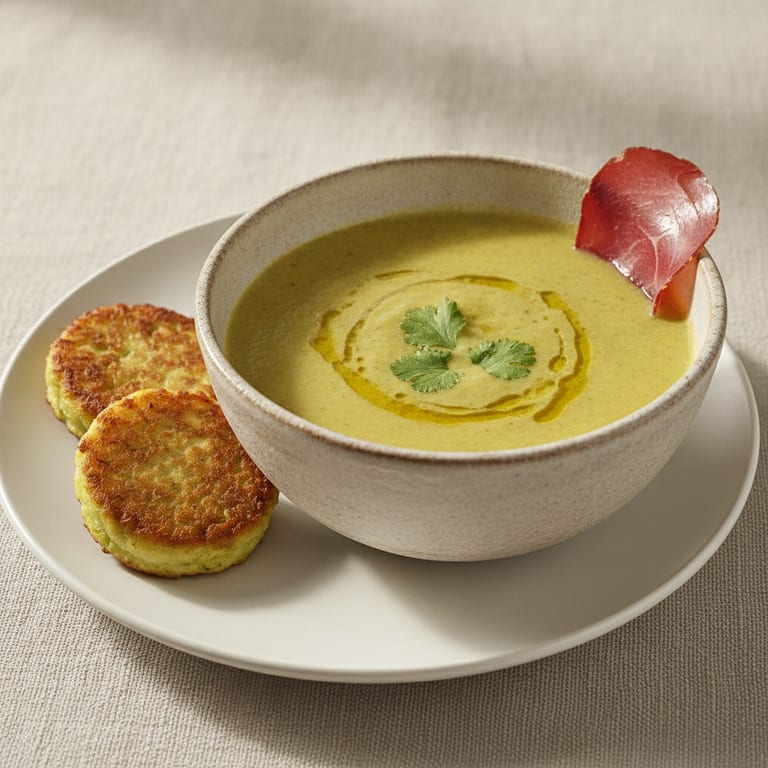 Velouté de courgettes à la coriandre et au curry