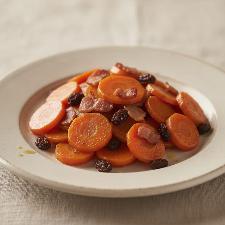 Carottes fondantes aux lardons et raisins