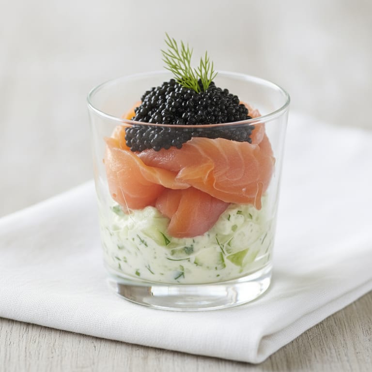 Verrines au saumon fumé à la crème de concombre