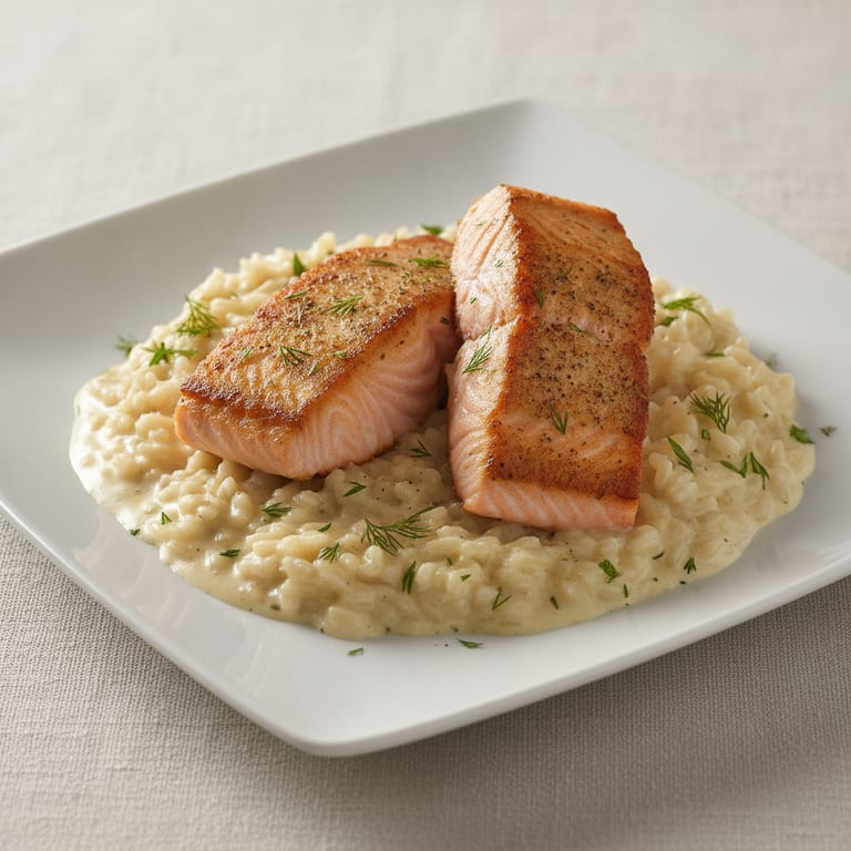 Pavés de saumon et risotto à la crème