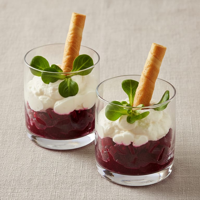 Beetroot and goat cheese appetizer verrines