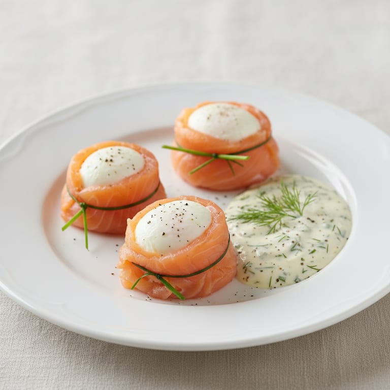 Ballotins de saumon fumé à l'oeuf poché