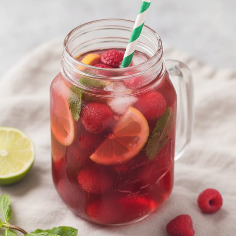 Thé glacé citron framboise