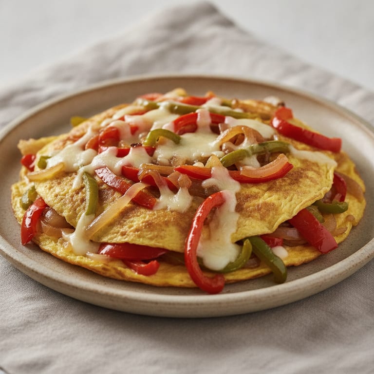 Omelette aux oignons et poivrons