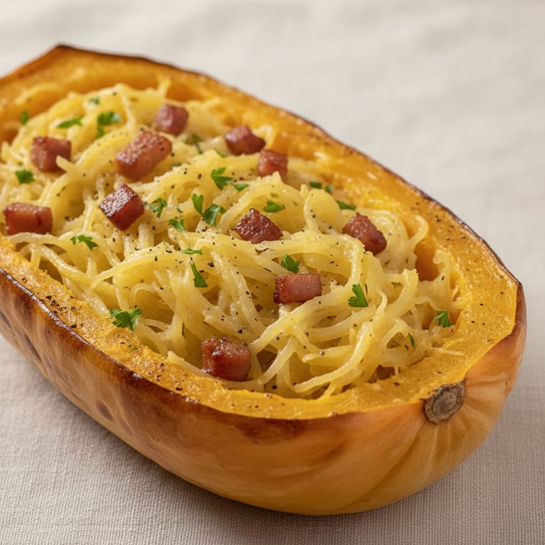 Courge spaghetti à la crème et aux lardons