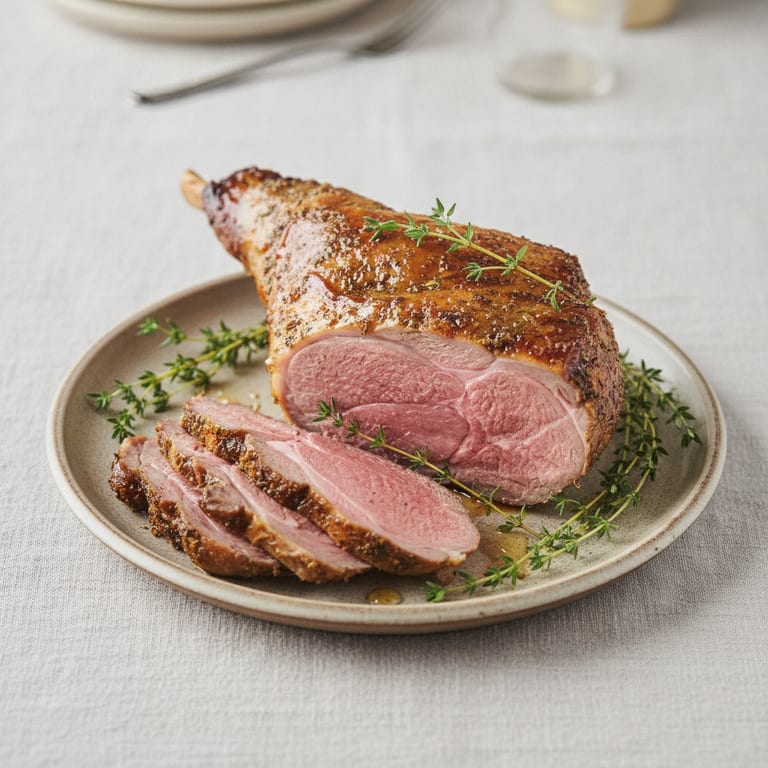Gigot ou épaule d'agneau au miel et thym