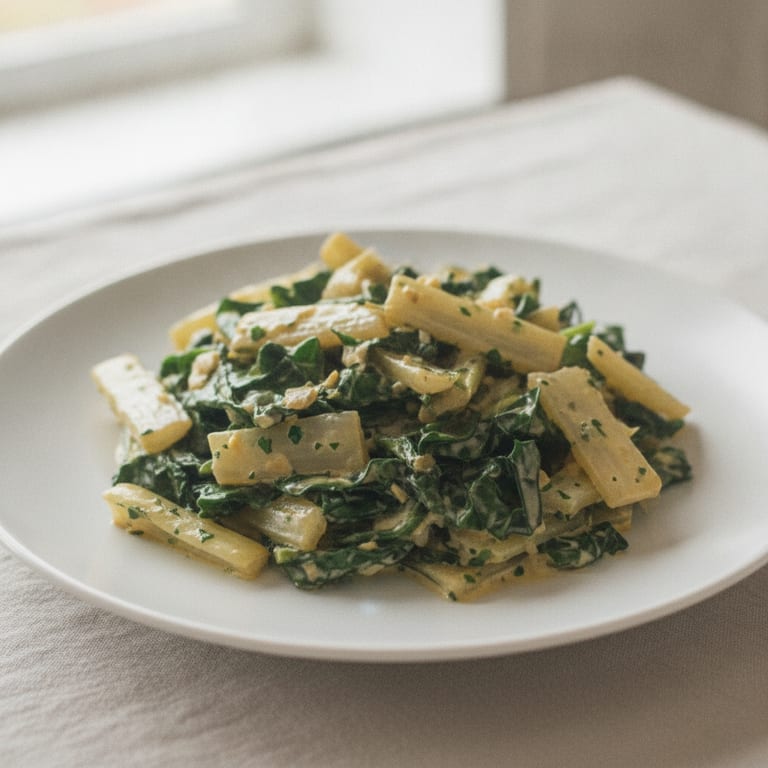 Sautéed Swiss chard with garlic and cream