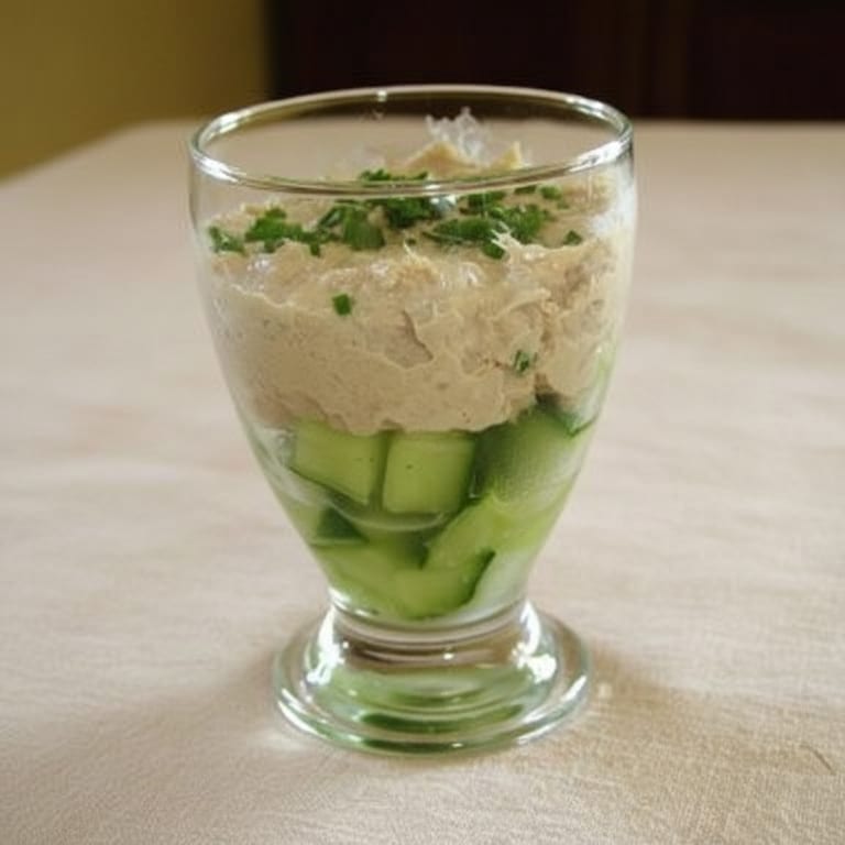 Verrine de rillettes de thon et concombre