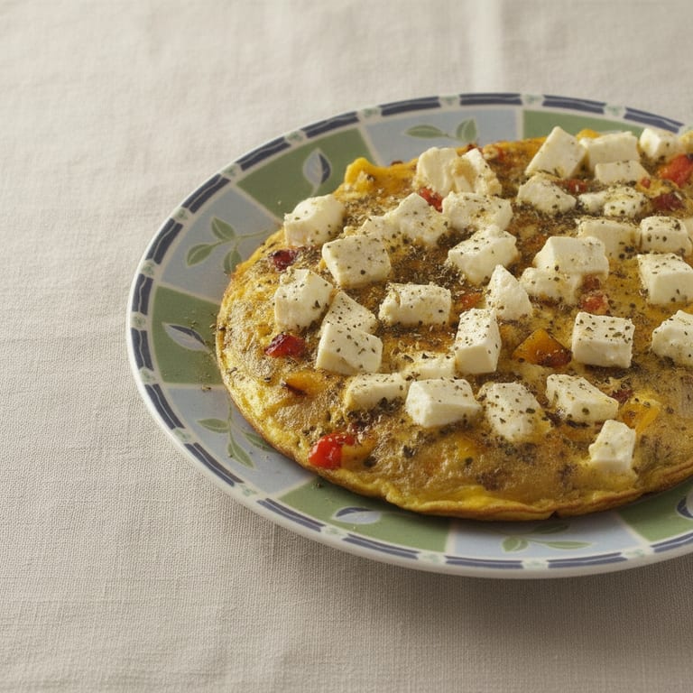 Omelette à la feta et aux poivrons grillés