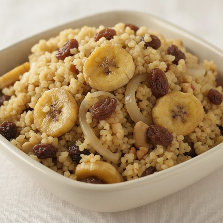 Boulgour aux bananes et aux raisins secs