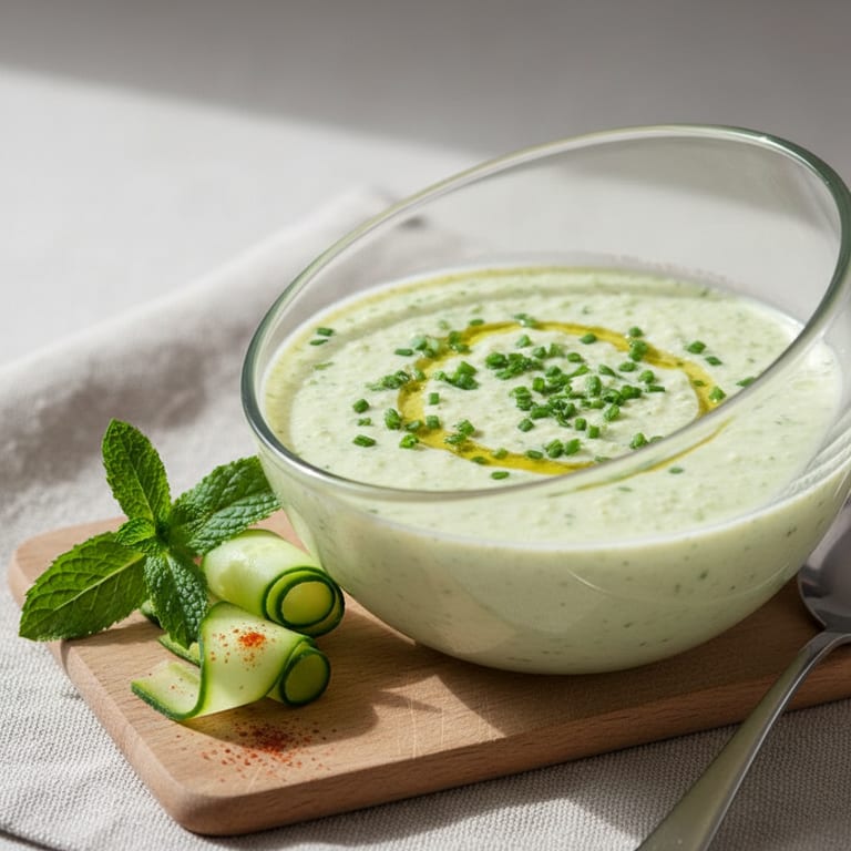 Soupe glacée de concombre et houmous