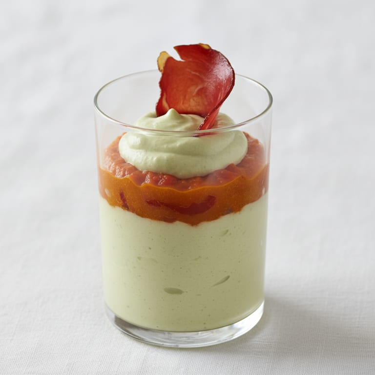 Verrine poivron / fromage frais aux fines herbes