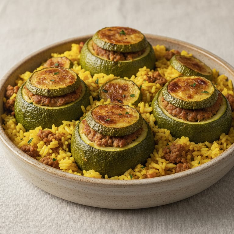 Courgettes rondes farcies à la viande parfum curry