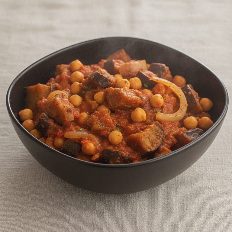 Aubergines et pois chiches à à l'indienne