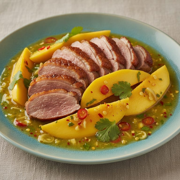 Magrets de canard aux mangues épicées
