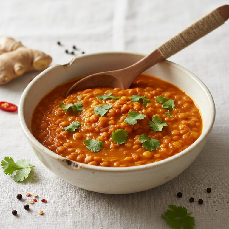 Dal de pois cassés et lentilles corail