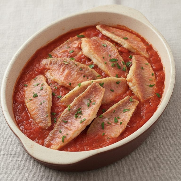 Filets de rougets sur lit de tomates