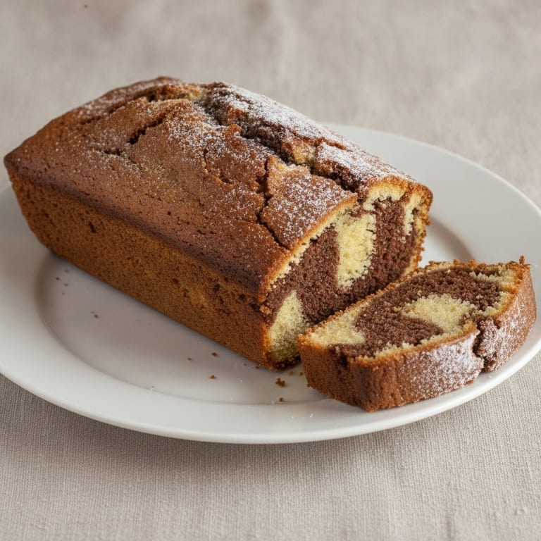 Gâteau marbré au cacao et sucre vanillé
