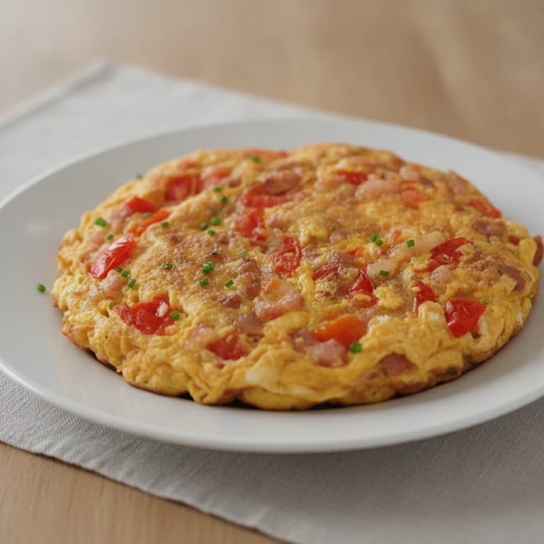 Omelette tomate-lardon