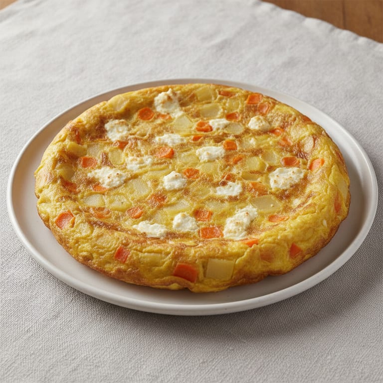Tortilla aux pommes de terre, carottes et feta