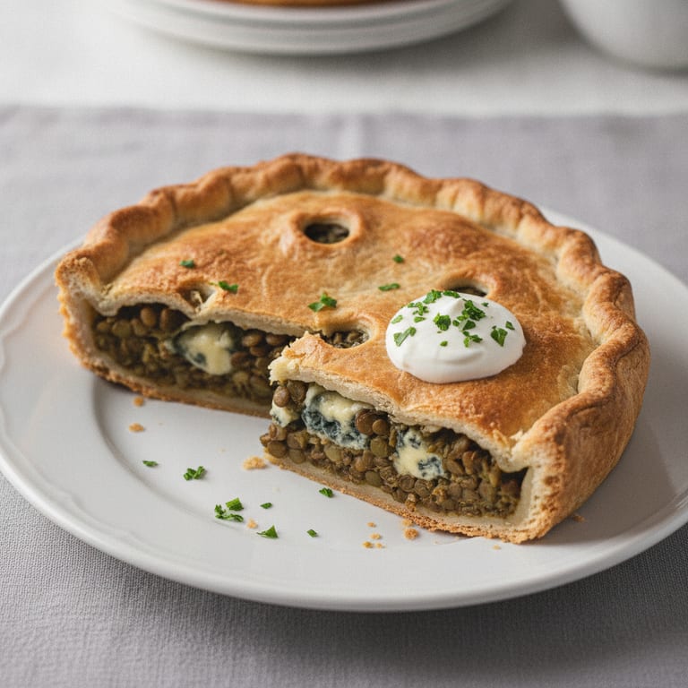 Tourte aux lentilles et au bleu d'Auvergne