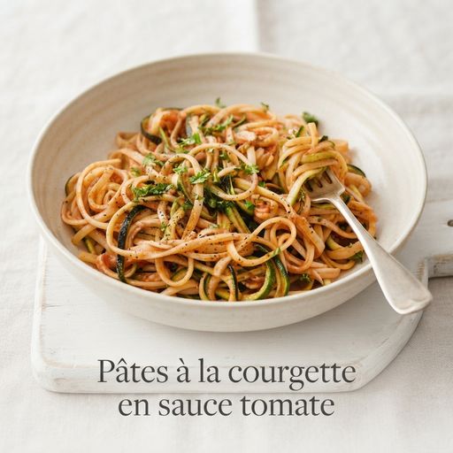 Pâtes à la courgette en sauce tomate