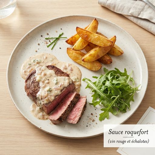 Roquefort sauce (red wine and shallots)