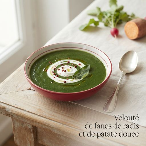 Radish top and sweet potato velouté