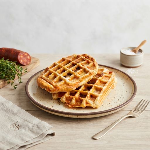 Frédéric's puff pastry chorizo and emmental waffles
