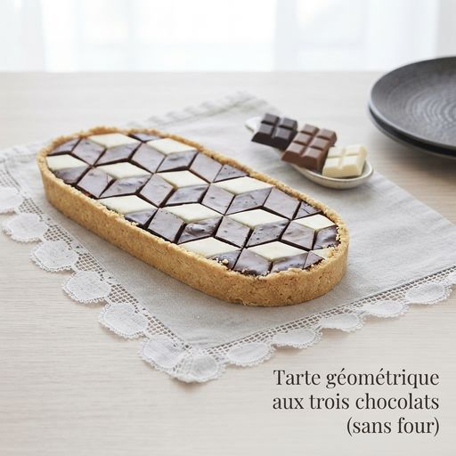 Tarte géométrique aux trois chocolats (sans four)
