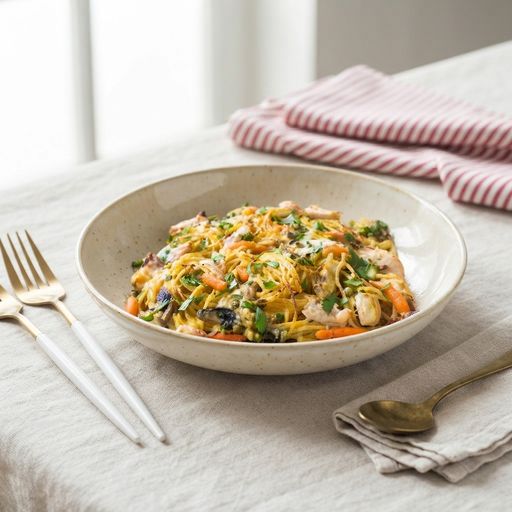 Chicken and spring vegetable pasta bake