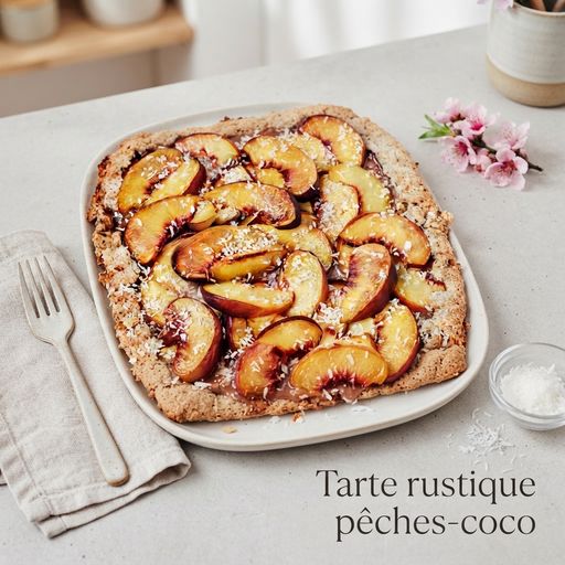 Tarte rustique pêches-coco