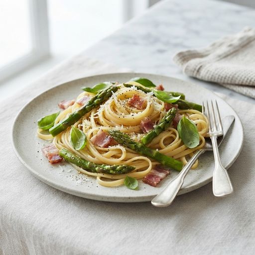 Linguine aux asperges vertes par Laurent Mariotte