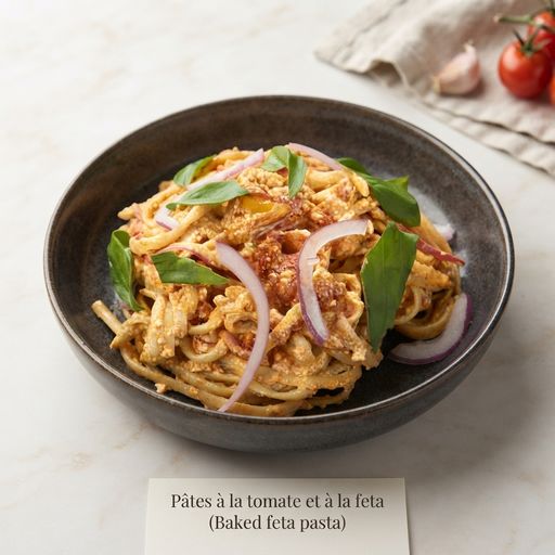 Pâtes à la tomate et à la feta (Baked feta pasta)