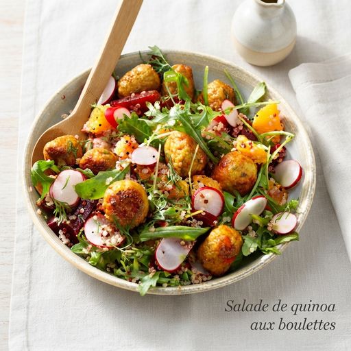 Quinoa salad with veggie balls