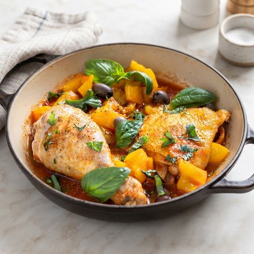 Chicken thighs with olives and apricots