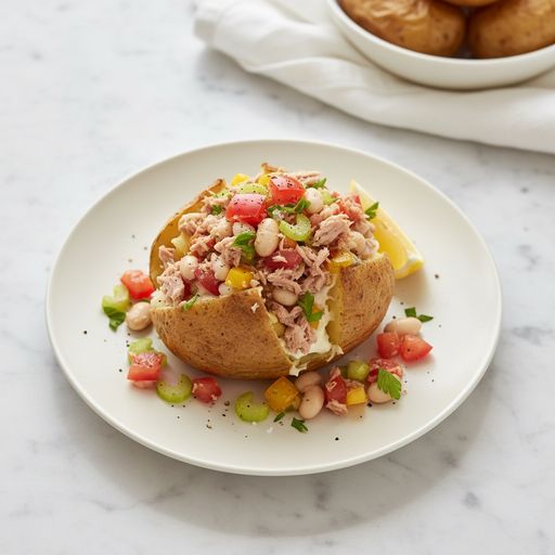 Pommes de terre farcies au thon et aux haricots